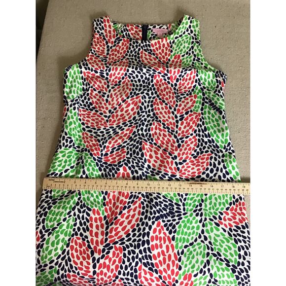 LILLY PULITZER Womens 10 Stephanie Shift Dress Open Call Ikat Leaf Caterpillers - Picture 4 of 12